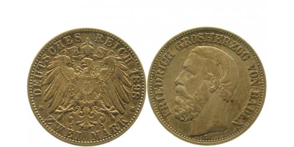 2 Mark Friedrich I Baden 1898 G ss-/ss/vz J028