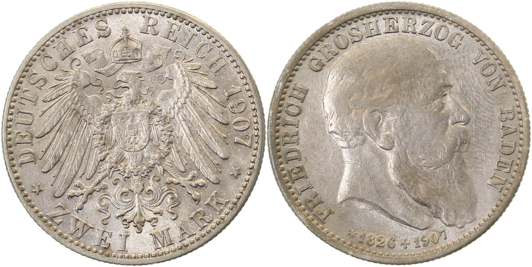 2 Mark Baden auf den Tod Friedrich 1907 vz J036
