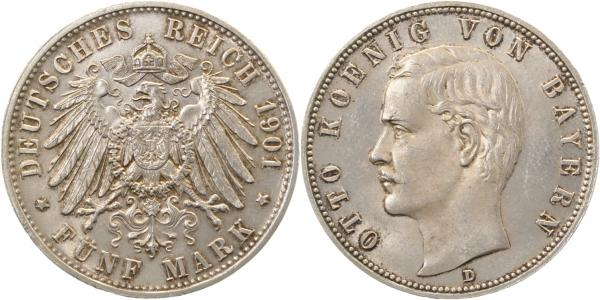 5 Mark Otto 1901 D Bayern prägefrisch/stempelglanz/stgl