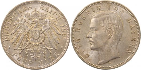 5 Mark Otto Bayern 1895 D f stgl/f prfr/prfr ! J046