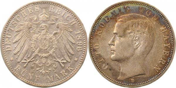 5 Mark Otto König von Bayern 1896 D sehr schön/vorzüglich
