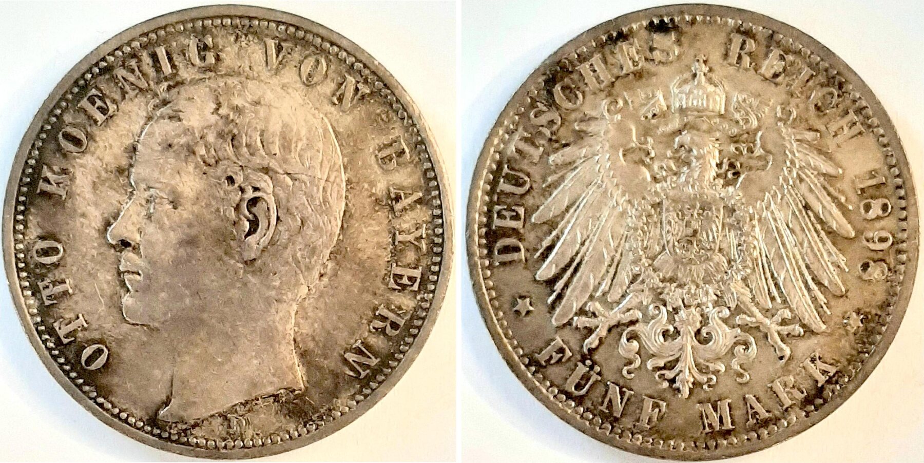 5 Mark Bayern Otto 1898 D vz/stgl winzige Krätzerchen