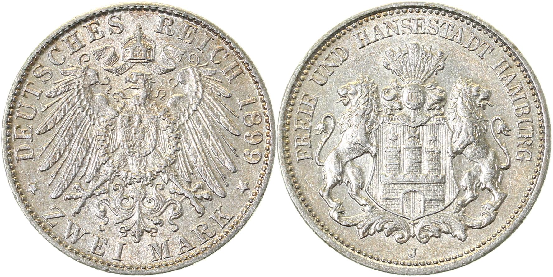 2 Mark Hamburg 1899 J f prfr/f stgl ! J063
