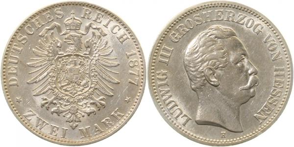 2 Mark Ludwig III 1877 H Hessen vorzüglich/prägefrisch