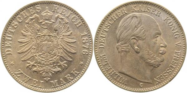 2 Mark Preussen Wilhelm I 1876 C vz/stgl J096