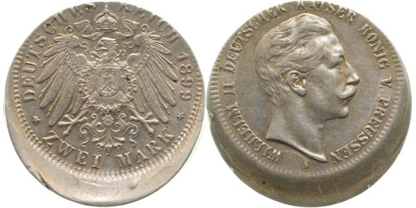2 Mark 1899 A Preussen dezentriert D15 RAR