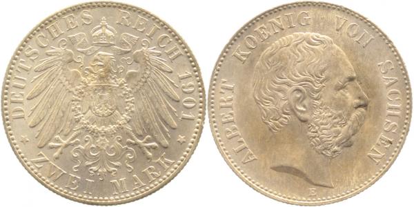 2 Mark Albert Sachsen 1901 E prägefrsich/stempelglanz J124