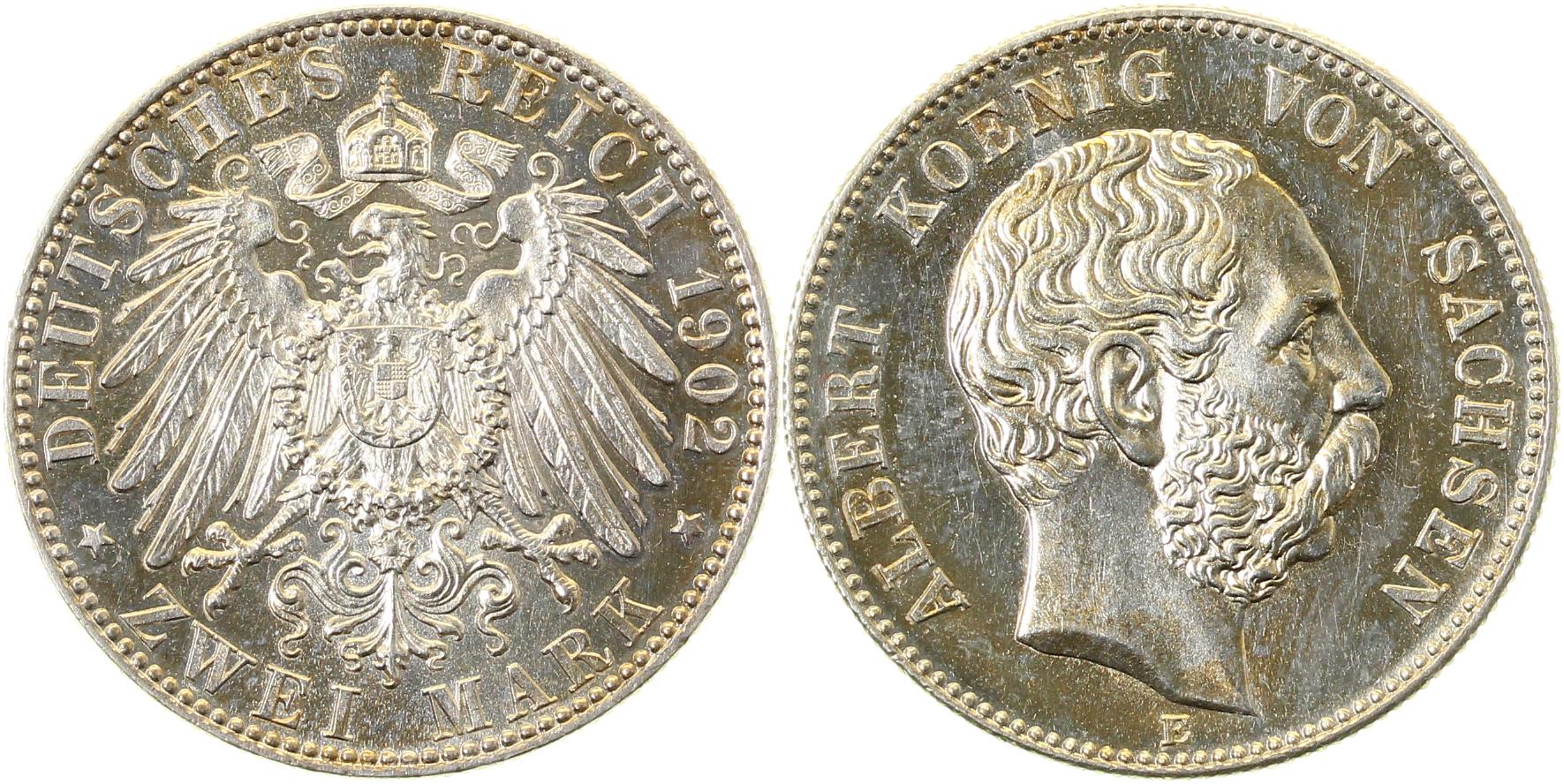 2 Mark Albert 1902 E Polierte Platte minimal berührt J124