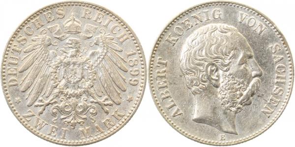 2 Mark Albert Sachsen 1899 E fast vorzüglich