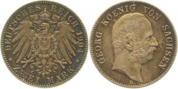 2 Mark Georg Sachsen1904 E Polierte Platte- Patina J129