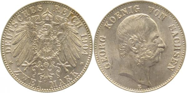 2 Mark Georg König v. Sachsen 1904 E vz/prfr/f stgl J129