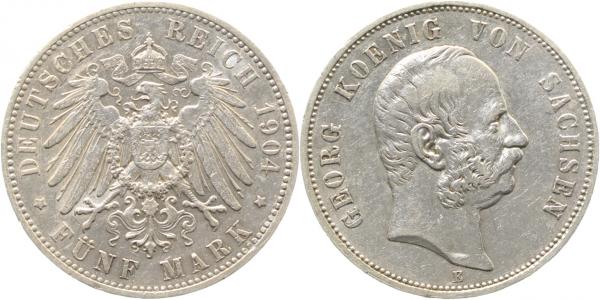 5 Mark Sachsen Georg 1904 E ss/vz J130
