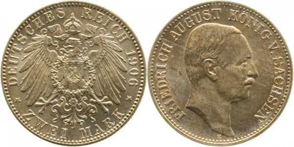 2 Mark Friedrich August 1906 E Sachsen prfr/stgl J134