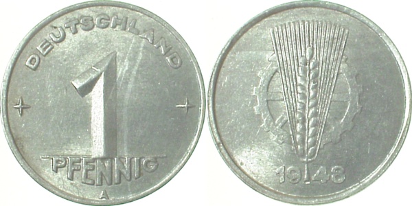 1 Pfennig DDR 1948 A vz J1501 vz 1 Pfennig