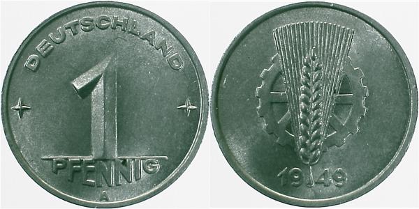 1 Pfennig DDR 1949 A prägefrsich/stempelglanz/ matt J1501