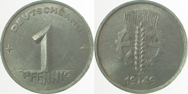 1 Pfennig DDR 1949 A vz J1501 vz 1 Pfennig