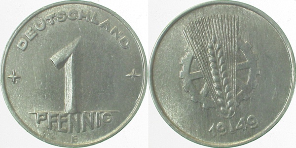 1 Pfennig DDR 1949 E | J1501 | Stempeldrehung S335