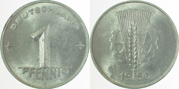 1 Pfennig DDR 1950 A | J1501 stgl/matt
