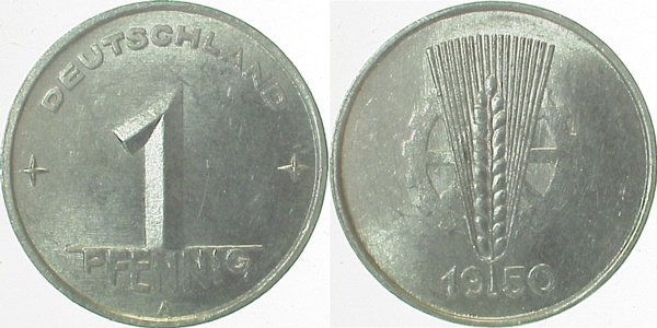 1 Pfennig DDR 1950 A vz J1501 vz 1 Pfennig