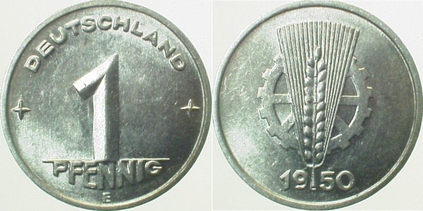 1 Pfennig DDR 1950 E vz/bfr J1501