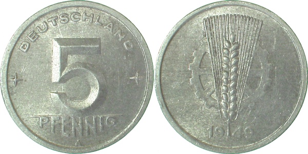 5 Pfennig DDR 1949 A bfr/st