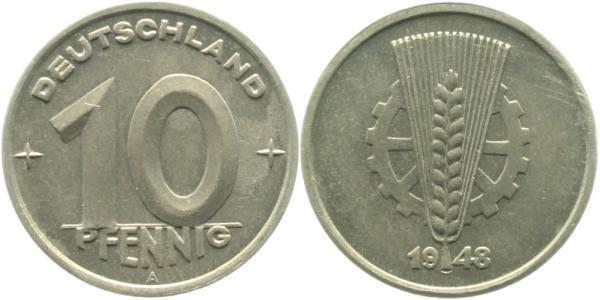 10 Pfennig DDR 1948 A J1503 stempelglanz matt