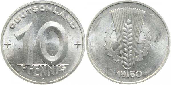 10 Pfennig DDR 1950 A J1503 stgl /matt