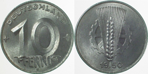 10 Pfennig DDR 1950 E prfr/stgl J1503