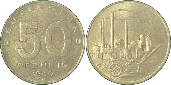 50 Pfennig DDR 1950 A prfr/stgl.J1504