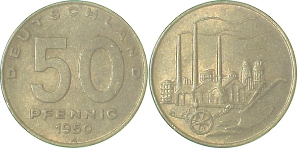 50 Pfennig DDR 1950 A prfr ! J1504 prfr ! 50 Pfennig