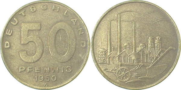 50 Pfennig DDR 1950 A vz J1504 vz 50 Pfennig