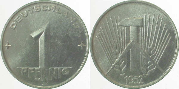 1 Pfennig DDR 1952 A vz/st J1505 vz/st