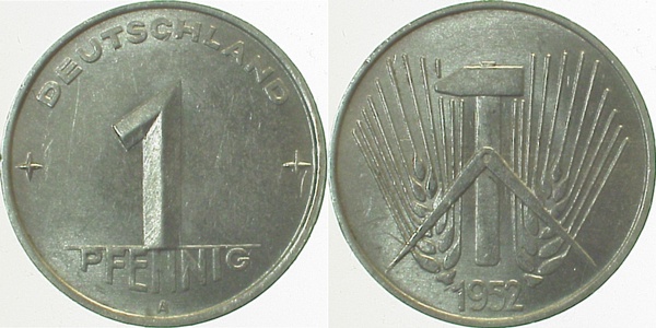 1 Pfennig DDR 1952 A ss/vz