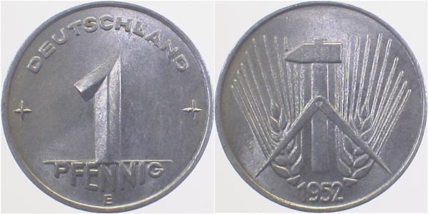 1 Pfennig DDR 1952 E vz J1505 vz 1 Pfennig