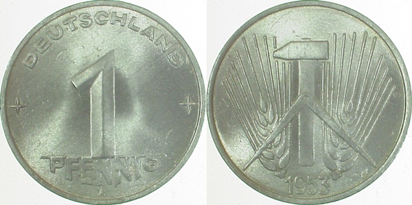 1 Pfennig DDR 1953 A vz J1505 vz 1 Pfennig