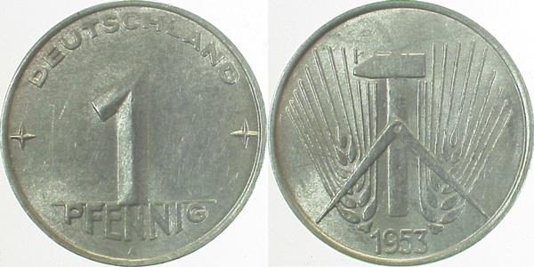 1 Pfennig DDR 1953 E stgl/matt