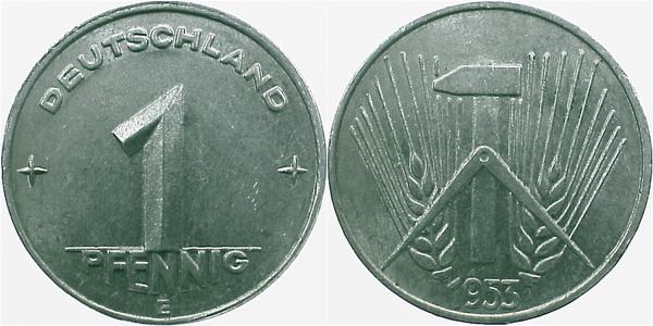 1 Pfennig DDR 1953 E f bfr Erstabschlag (Ea)! ! J1505 f bfr 1 Pfennig