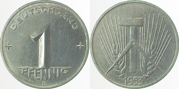 1 Pfennig DDR 1953 E vz kl Rf J1505 vz 1 Pfennig