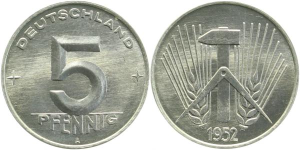 5 Pfennig DDR 1952 A vz