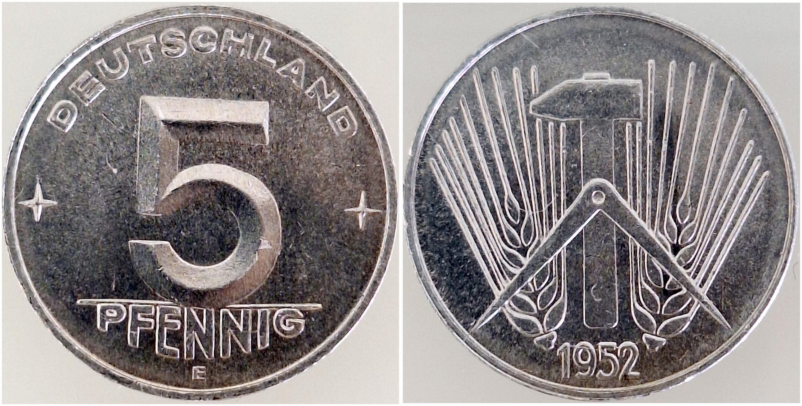 5 Pfennig DDR 1952 E vz/st J1506 vz/st 5 Pfennig