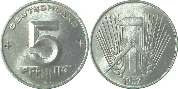 5 Pfennig DDR 1952 E ss