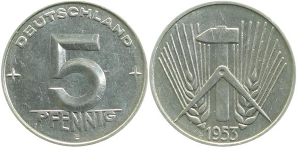5 Pfennig DDR 1953 E vz J1506 vz 5 Pfennig