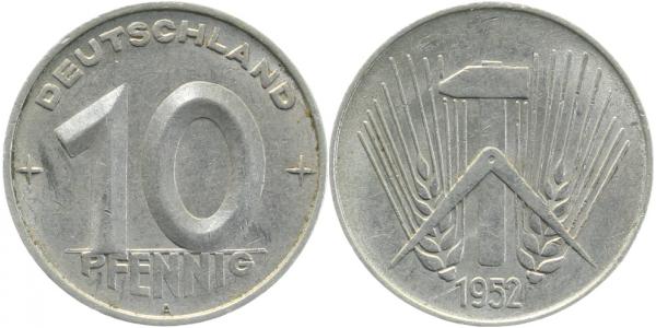 10 Pfennig DDR 1952 A ss/vz