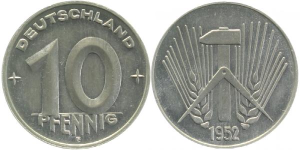 10 Pfennig DDR 1952 E prfr Erstabschlag EA J1507 prfr