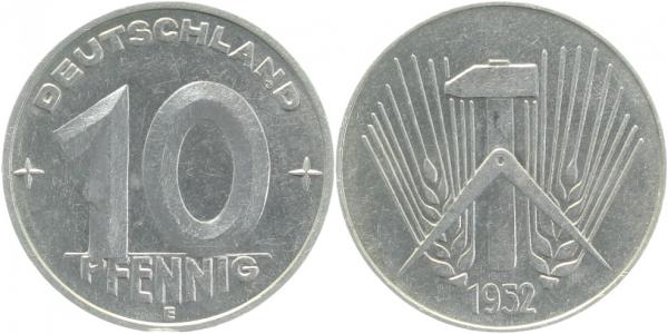 10 Pfennig DDR 1952 E J1507 RS min Fleckchen