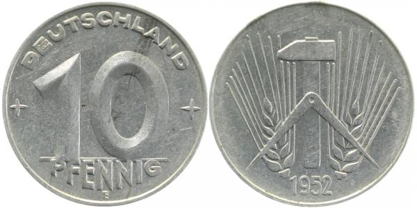 10 Pfennig DDR 1953 A stgl /matt J1507 stgl /matt 10 Pfennig