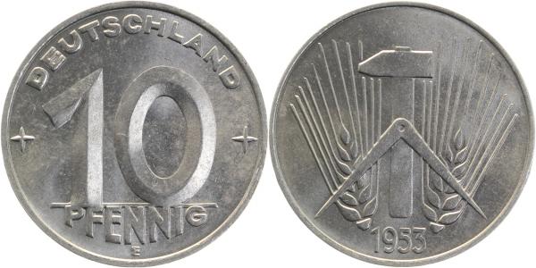 10 Pfennig DDR 1953 E J1507 prfr / stgl / matt
