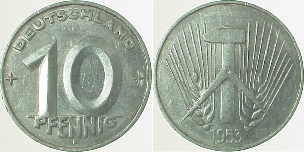 10 Pfennig DDR 1953 E ss/vz J1507 ss / vz 10 Pfennig