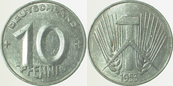 10 Pfennig DDR 1953 E ss J1507 ss 10 Pfennig