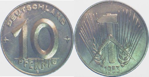 10 Pfennig DDR 53E prf/st Ea J1507 10 Pfennig